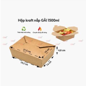 Hộp giấy kraft nắp gài 1500ml