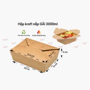 Hộp giấy kraft nắp gài 3000ml