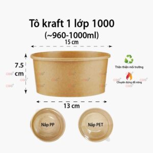 Tô giấy kraft 1000ml