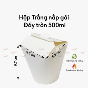 Hộp Giấy trắng Nắp Gài Đáy Tròn 500ml