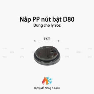Nắp nhựa PP đen D80 Nút bật