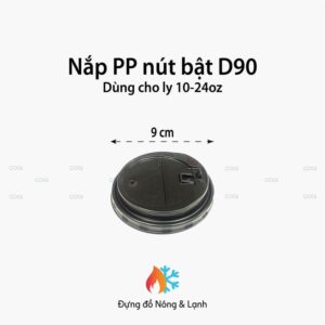 Nắp nhựa PP đen D90 nút bật