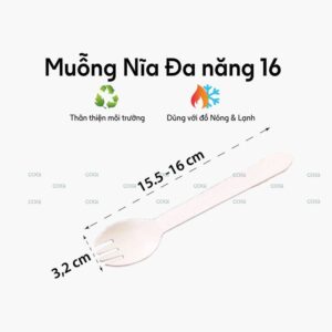 Muỗng Nĩa gỗ đa năng 16 cm
