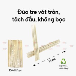 Đũa tre vát tròn tách đầu không bọc