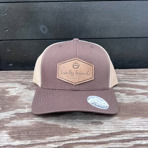 Leather Patch Hat Brown and Tan