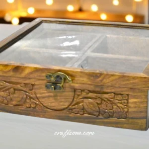 Hand-crafted Wooden Spice/Masala box - 4 compartments - Image 1