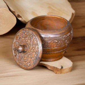 Hand-Carved wooden Candy Jar - Image 1