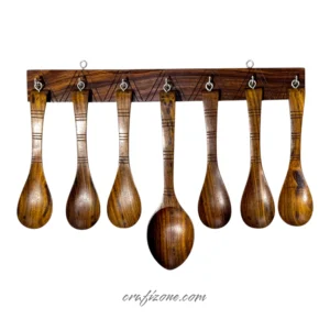 Artisan Wood Spoon Set with Hanging Bracket