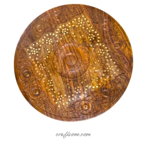 Hand-Carved Coffee Table with brass work - Image 3