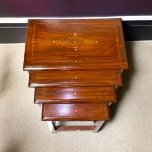 Handcrafted Brass Work Table Set of 4 - Image 1