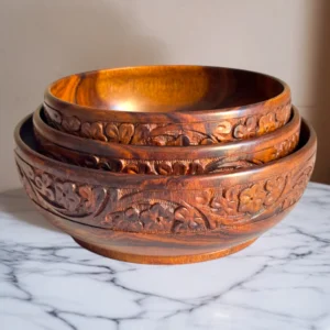 Handcrafted Wooden Bowl Set 3-Piece Collection - Image 1