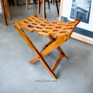 Hand-crafted Classic Artisan foldable wooden stool - Image 1