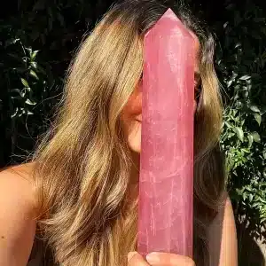 Rose Quartz Tower Semi Precious Stones Natural Crystal Stones Healing Energy Point Clear Quartz