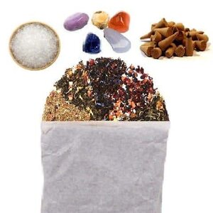 Ritual Baths for Empowerment, a collection of herbs, spices, and crystals in a package for spiritual cleansing and empowerment.