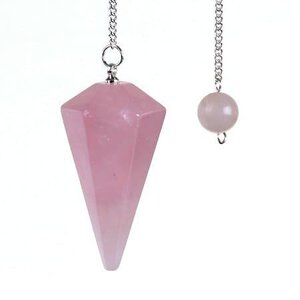 Rose Quartz Pendulum with Ebook, a purple-pink crystal pendulum for spiritual healing and divination with an accompanying ebook for guidance.