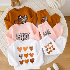 6-delige 'Winter Sweatsuit Set met Hart- en Dierenprint