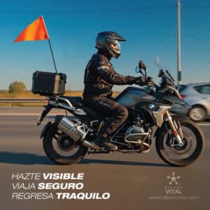 Banderin de seguridad naranja para motos y ciclistas