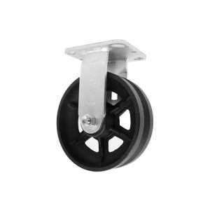 Rodaja de placa fija con rueda de semi acero en canal de 6″