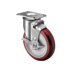 Rodaja giratoria de rueda poliuretano freno lateral industrial 4″ 5"