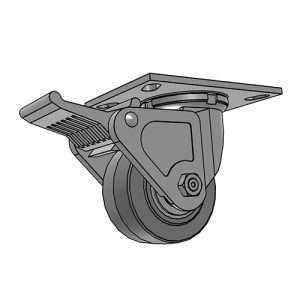 Rodaja de placa giratoria con rueda Performa Rubber 4″ 5" 6" 8"con freno total