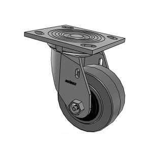 Rodaja de placa giratoria con rueda de Performa Rubber 4″ 5" 6" 8" sin freno