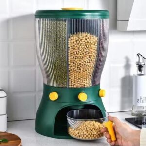 Rotating 3 Partition Cereal Dispenser for Pantry Organization