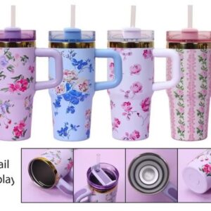 Stanley Cup with Floral Graffiti – Insulated Travel Mug, Durable Stainless Steel, Leak-Proof Thermal Cup for Hot & Cold Beverages