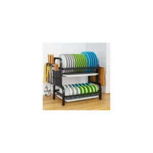 Alternative view of 2-Tier High Quality Carbon Steel Dish Rack – Space-Saving Kitchen Organizer with Cutlery Holder
