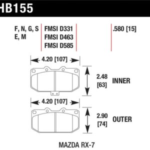 hawkHB155E.580: HAWK Blue 9012 Brake Pad Sets