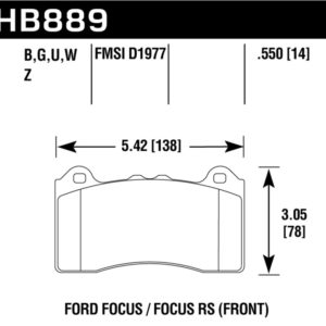 HB889B.550: HAWK HPS 5.0 Brake Pad Sets