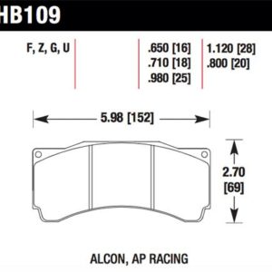 HB109U.980: HAWK DTC-70 Brake Pad Sets