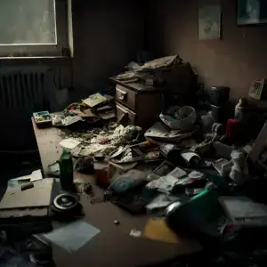 Verdreckte Wohnung eines Messis