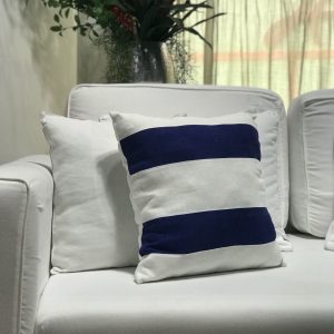 Almofada linho azul e branco