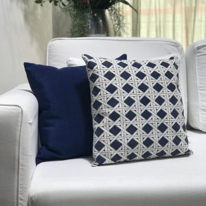 Almofada sarja estampa palha azul P