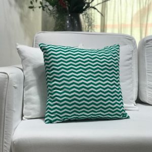 Capa para almofada algodão chevron verde