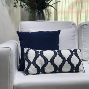 Almofada sarja ondas azul retangular