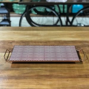 Bandeja baixa cobre e azulejo leque vermelho
