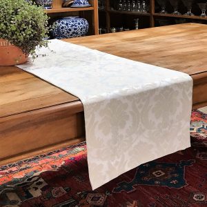 Caminho de mesa jacquard adamascado bege