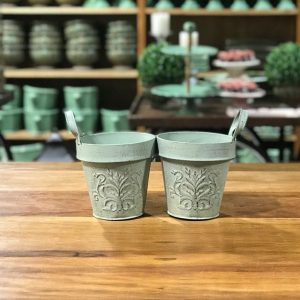 Cachepot duplo latão verde patinado