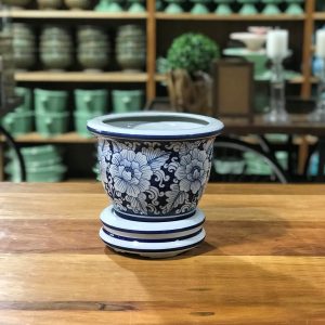 Cachepot porcelana azul e branca