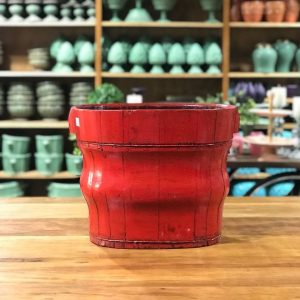 Cachepot oval alto madeira vermelho