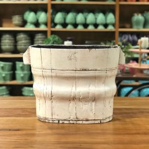 Cachepot oval alto madeira branco