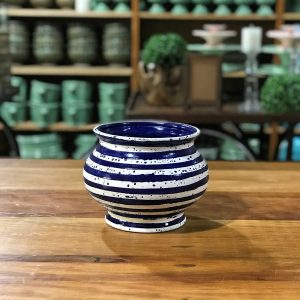 CACHEPOT REDONDO ESPIRAL AZUL E BRANCO