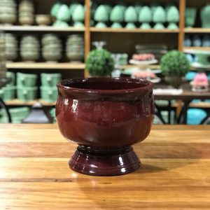CACHEPOT COM PÉ CERÂMICA GRENÁ