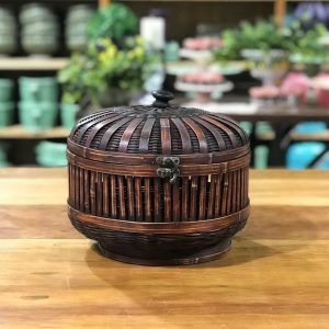 Caixa redonda bambu