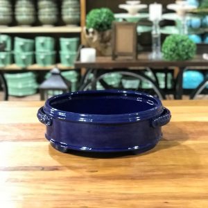 Floreira lisa azul ceramica