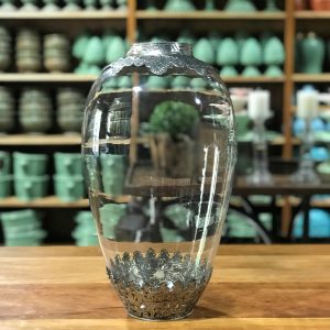 Vaso alto vidro e alpaca