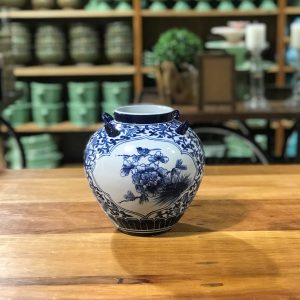 Vaso bojudo porcelana azul e branca