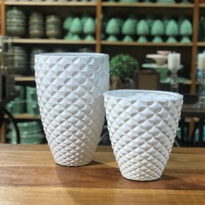Vaso diamante cerâmica branca