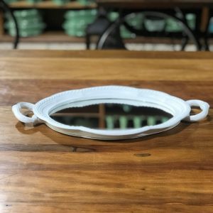 BANDEJA VINTAGE OVAL ESPELHADA BRANCA